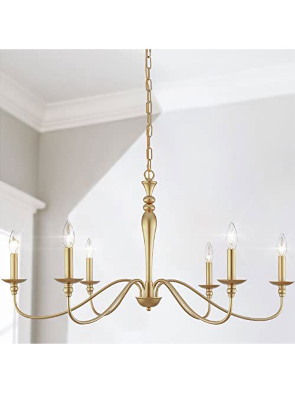 Gold 6-Arm Metal Chandelier